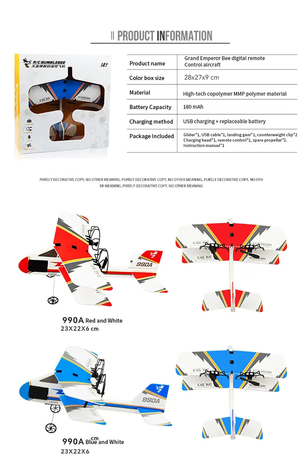 990A992A24GHzMPPRCAirplaneGliderBiplaneRTFforBeginnersChildren-2005852-9