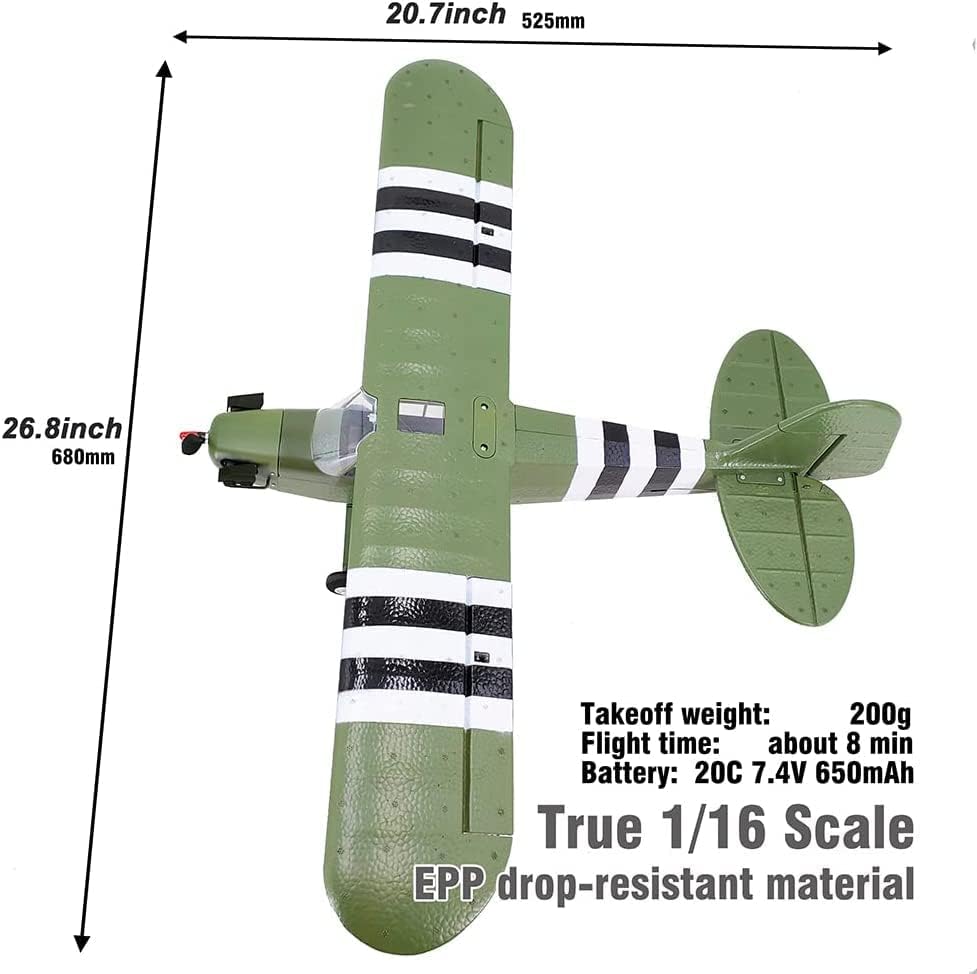 CoolBankModelPiperJ3CUB116Scale680mmWingspan3D6GSwitchableEPPRCAirplaneWarbirdRTFMode2-1977134-4