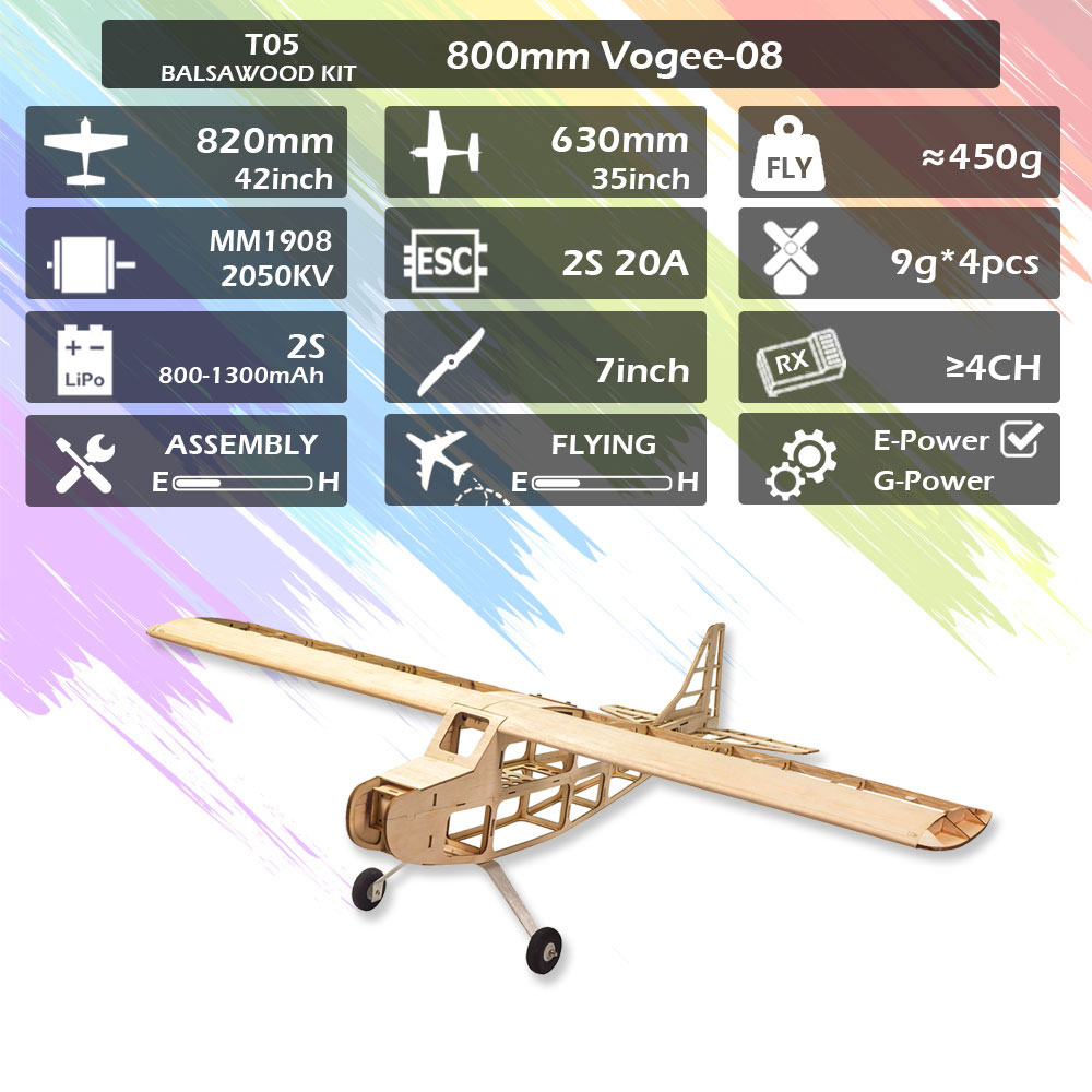 DancingWingHobbyT05Vogee-08820mmWingspanBalsaWoodRCAeroplaneTrainerKITKITPowerCombo-2005446-1