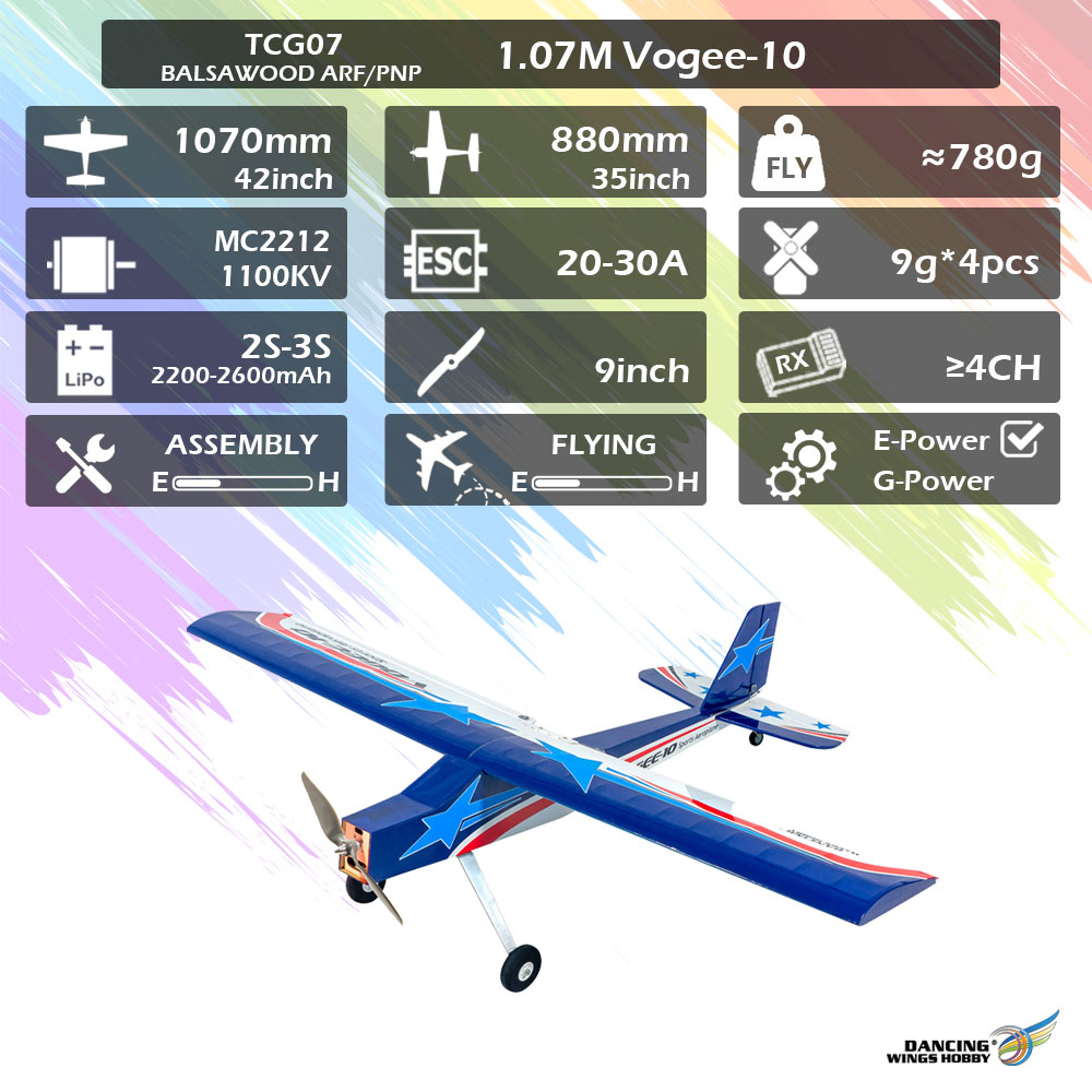 DancingWingHobbyTCG07Vogee-101070mmWingspanBalsaWoodRCAirplaneTrainerKITKITPowerCombo-2007057-1