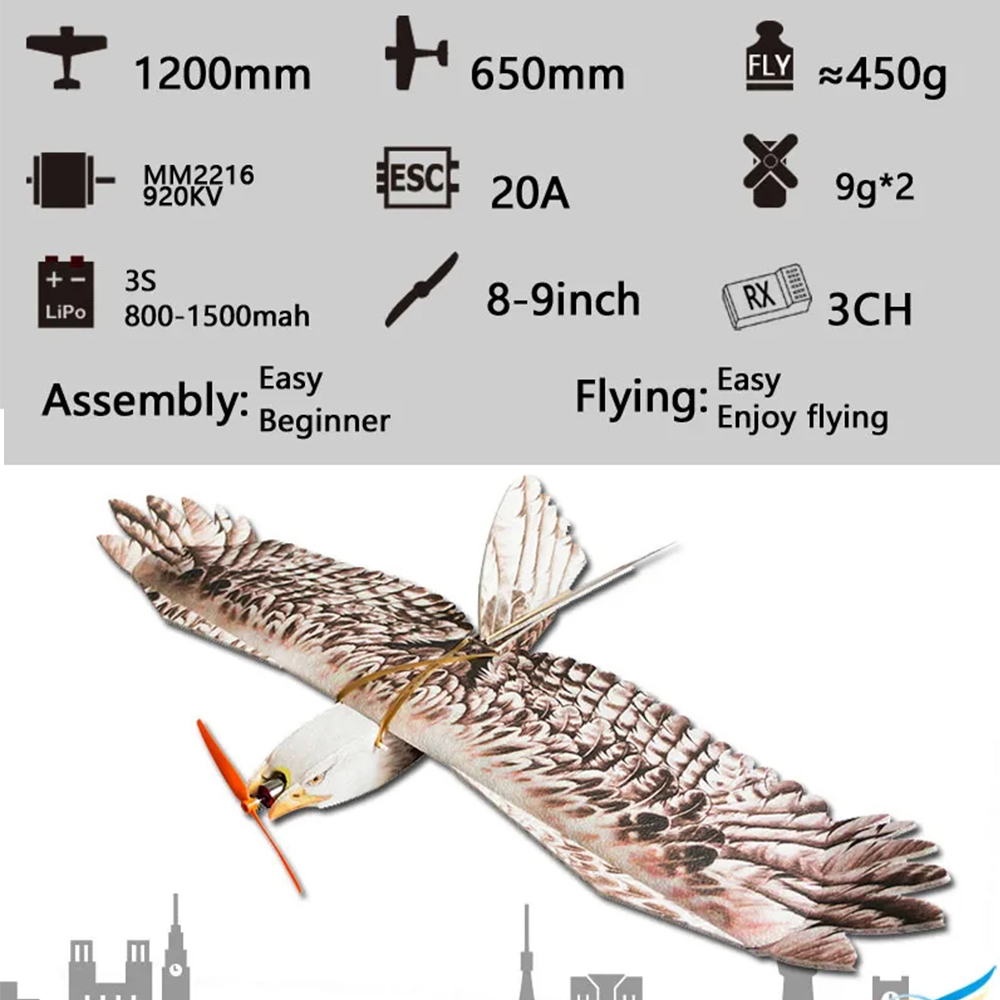 DancingWingsHobbyE15BiomimeticMiniEagle1200mmWingspanEPPFoamRCAirplaneElectricFlyingWingKITKITPowerC-1996760-1