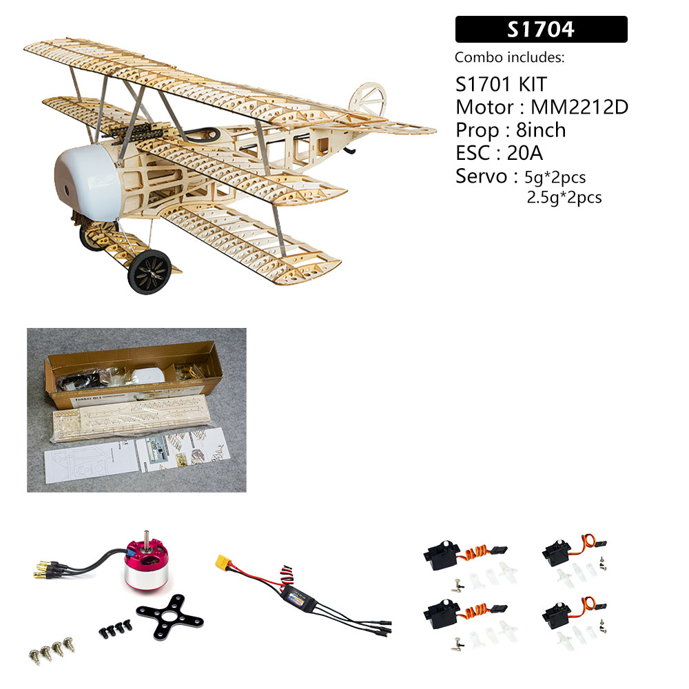 DancingWingsHobbyS17FokkerDrI770mmWingspanBalsaWoodRCAirplaneFighterKITKITPowerCombo-1982707-11