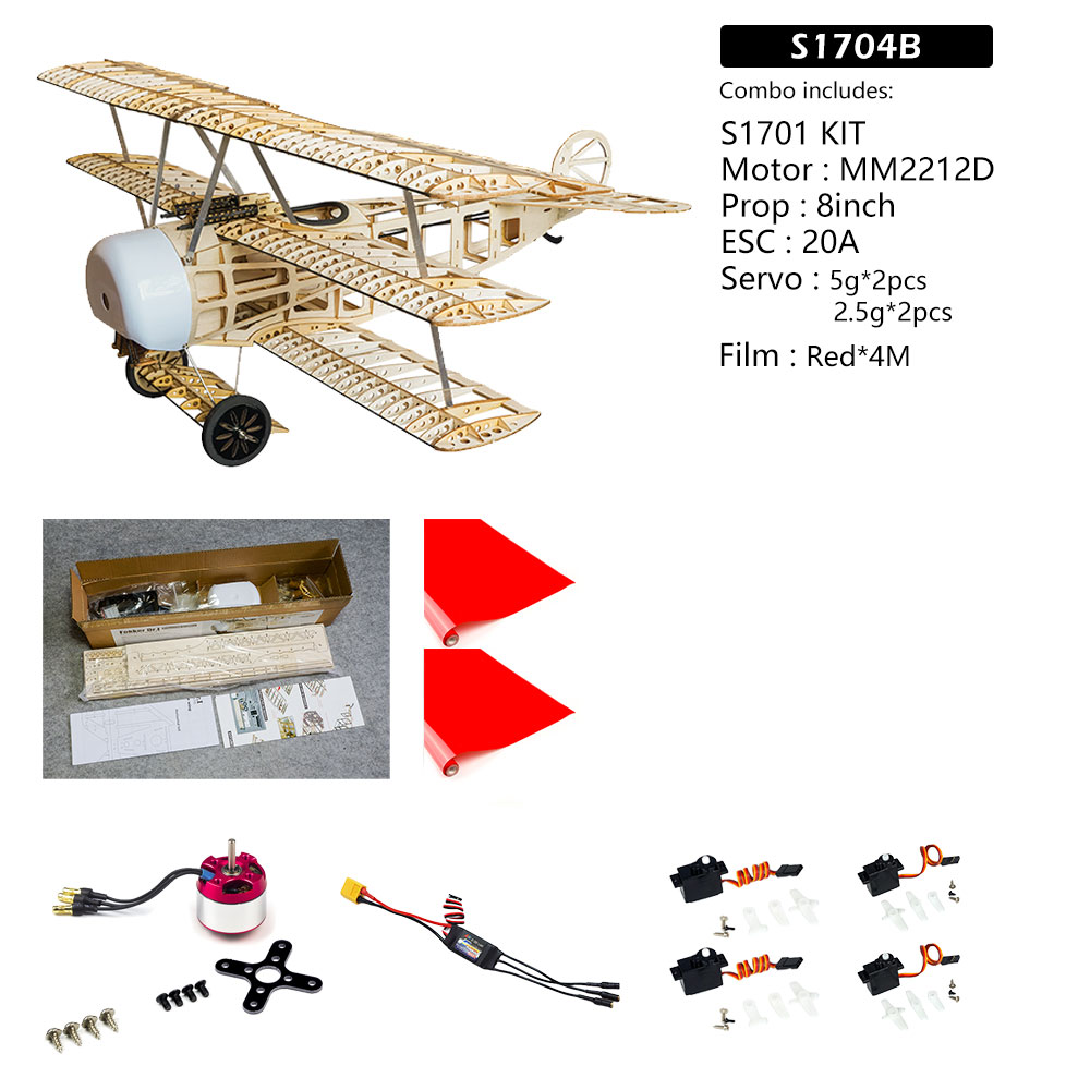 DancingWingsHobbyS17FokkerDrI770mmWingspanBalsaWoodRCAirplaneFighterKITKITPowerCombo-1982707-12