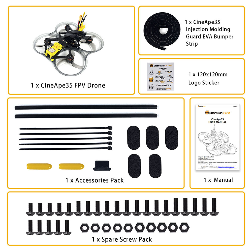 DarwinFPVCineApe35AnalogDJIO3HDTrue-X35Inch4S6SWhoopFPVRacingDroneBNFwithF435AAIOELRS-2003323-7