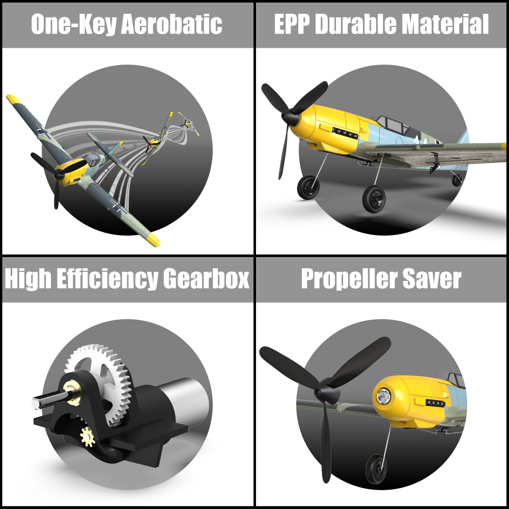 EachineBF109V224GHz4CH400mmWingspan6-AxisOne-KeyU-TurnAerobaticXpilotStabilizationSystemEPPMiniRCAir-1884477-9