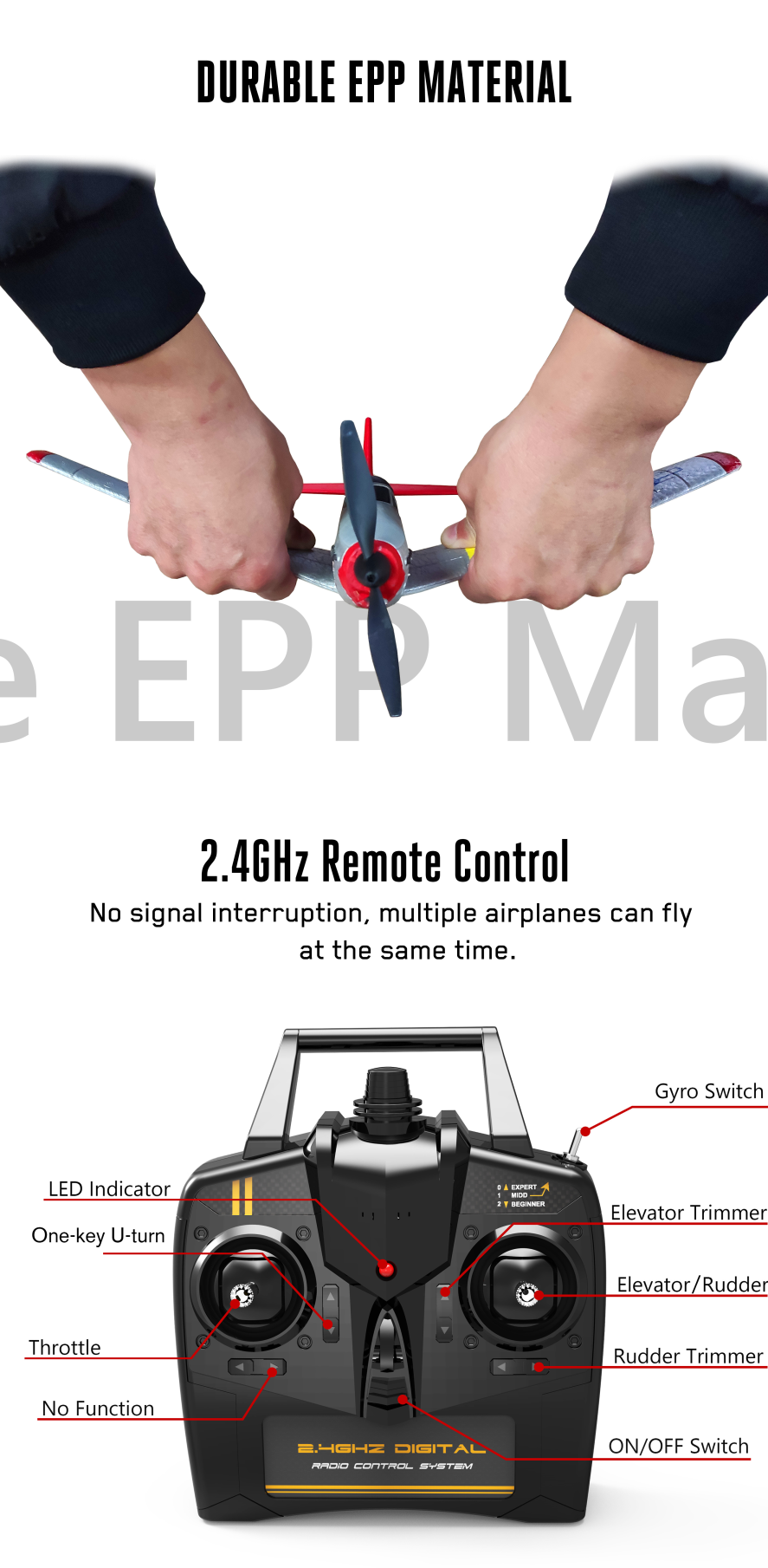 EachineMiniF4UV2EPP400mmWingspan24G6-AxisGyroOneKeyReturnAerobaticIndoorRCAirplaneTrainerFixedWingBN-1659557-6