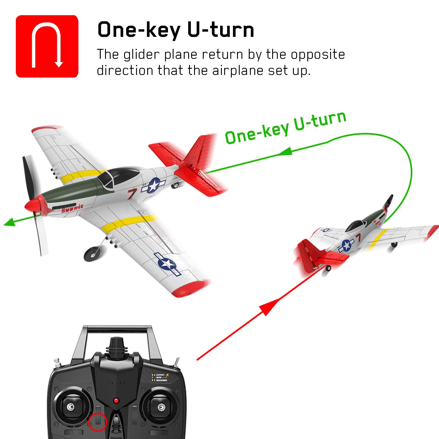 EachineMiniMustangP-51DV2761-5EPP400mmWingspan24G6-AxisGyroRCAirplaneTrainerFixedWingBNFRTFOneKeyRet-1576734-11