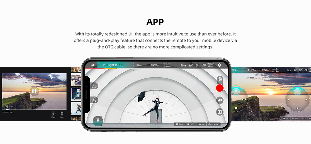 FIMIX8MINI3SoLink9KMFPVSuperNightVideoModeWith4K60fps12CMOSCamera3-axisMechanicalGimbal32minsFlightT-2011647-15