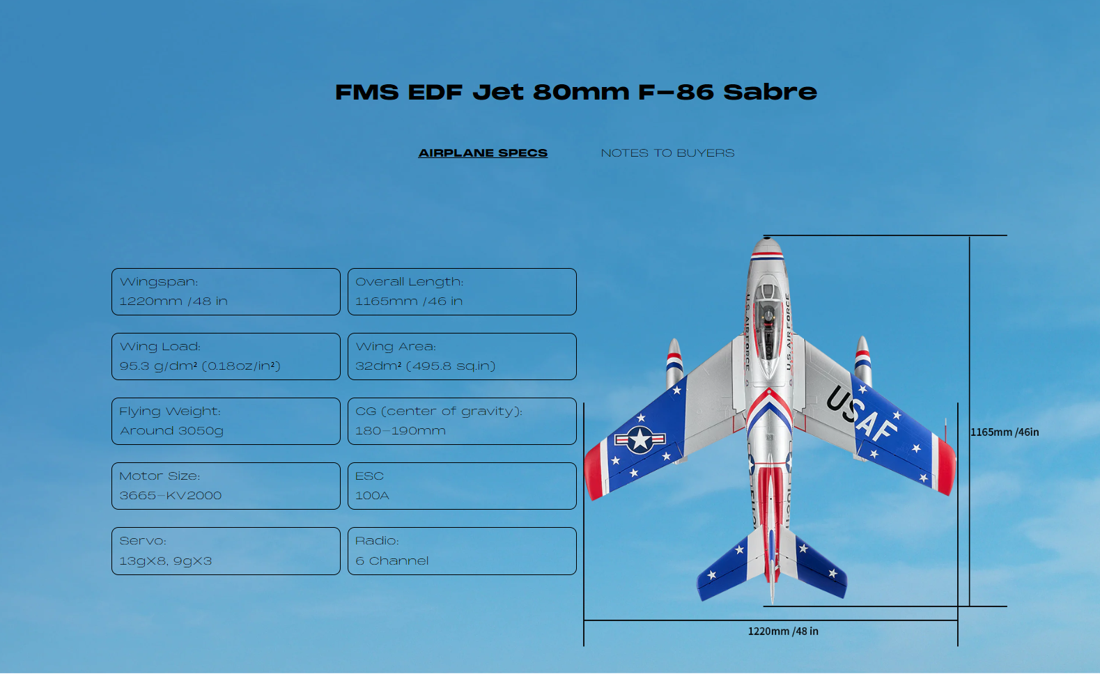 FMSF-86Sabre80mmEDFJet1220mmWingspanEPORCAirplanePNP-2011370-7