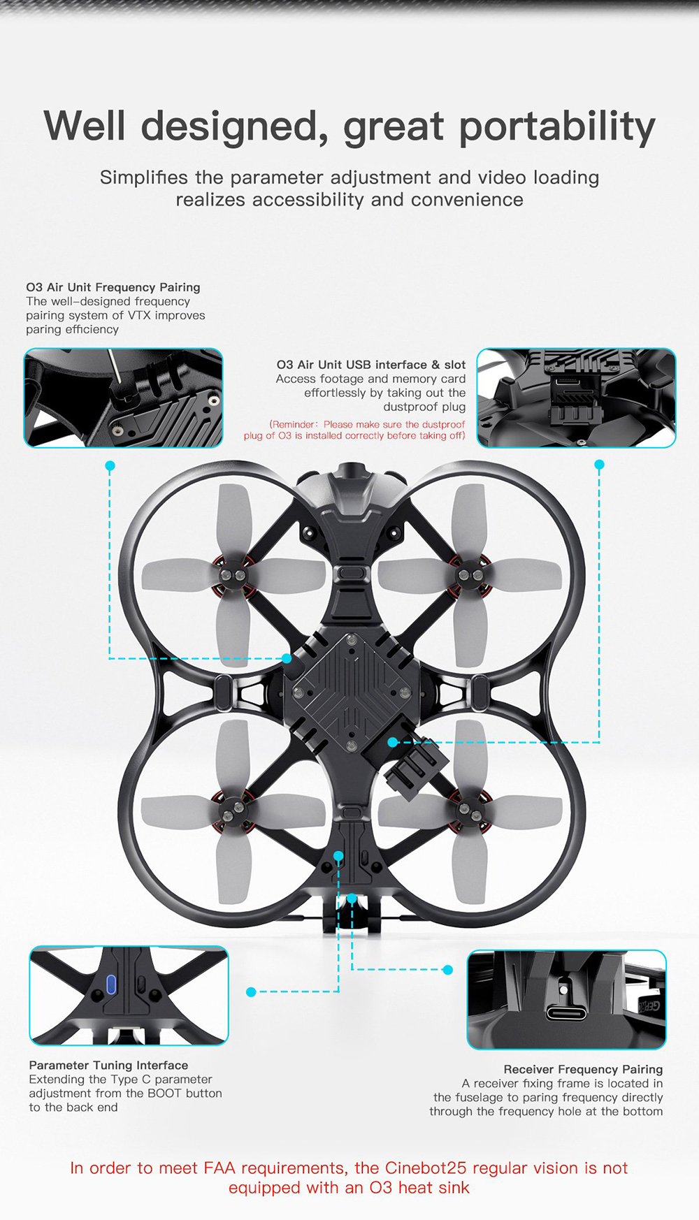 GEPRCCinebot25SWTFPV25Inch4SRCFPVRacingDronewithTAKERG445AAIO14044600KVMotorNOVTXNOCameraCompatibleA-2008274-6