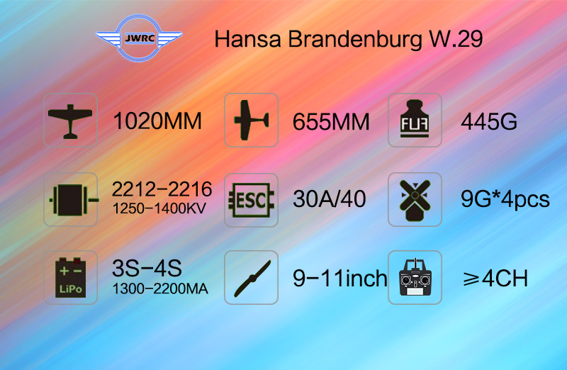 JWRCHansaBrandenburgW291020mmWingspanBalsaWoodRCAirplaneKIT-1982518-1