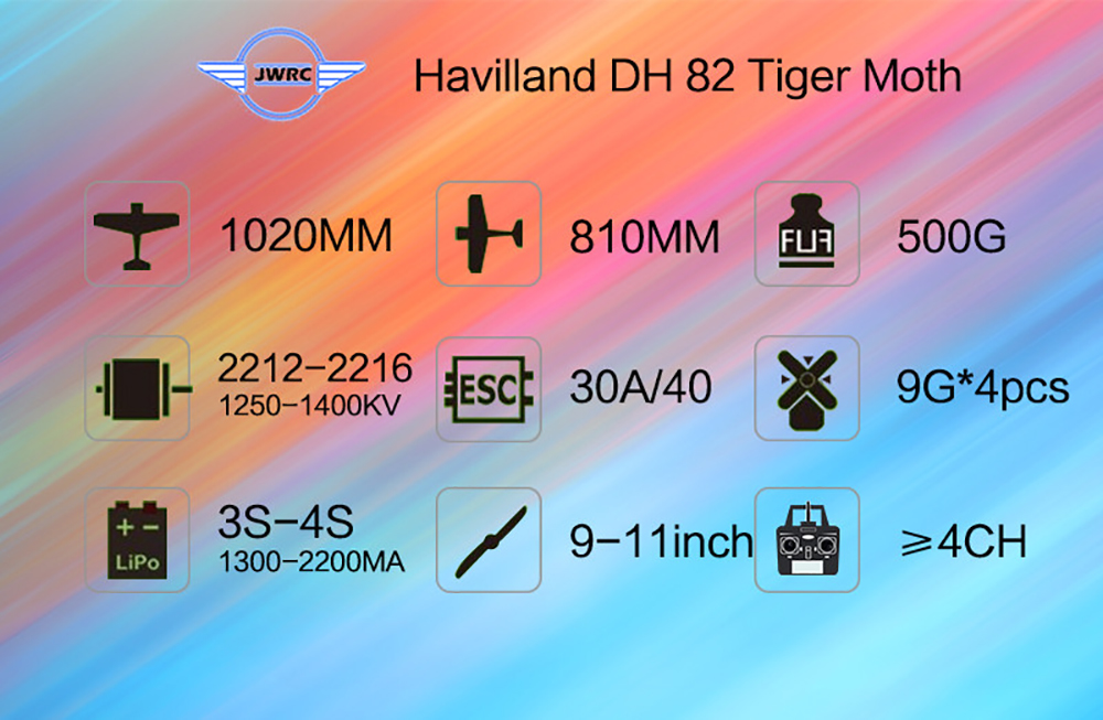 JWRCHavillandDH82TigerMoth1020mmWingspanBalsaWoodBiplaneTrainerRCAirplaneKIT-1982184-1