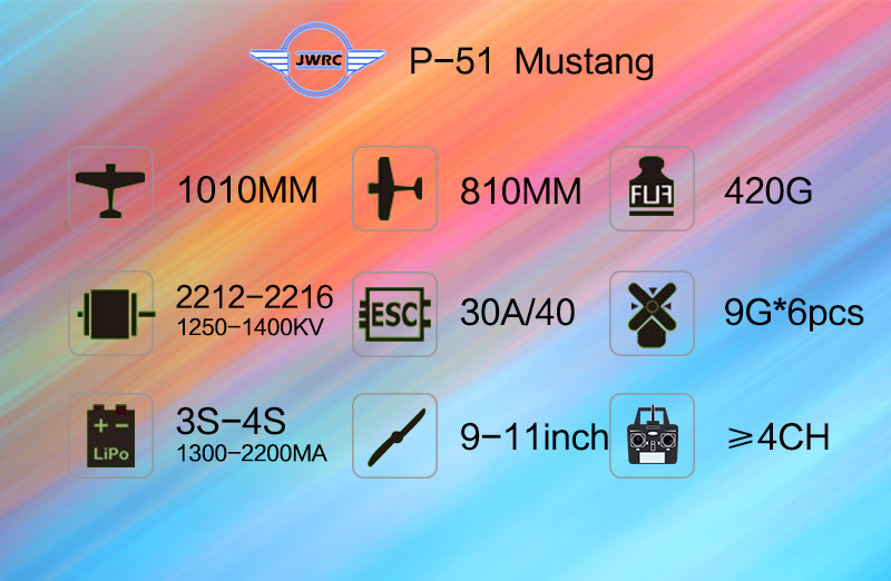 JWRCP-51Mustang1010mmWingspanBalsaWoodRCAirplaneWarbirdKIT-1988743-1