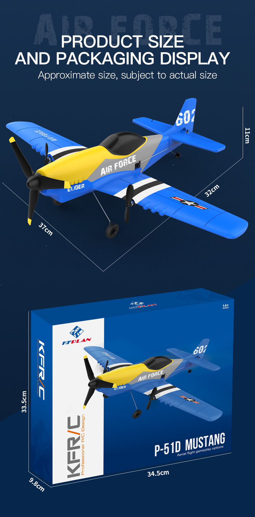 KFPLANKF602P-51Mustang370mmWingspan24GHz3CHBulit-inGyroEPPRCAirplaneTrainerFixedWingRTFforBeginners-2010623-15