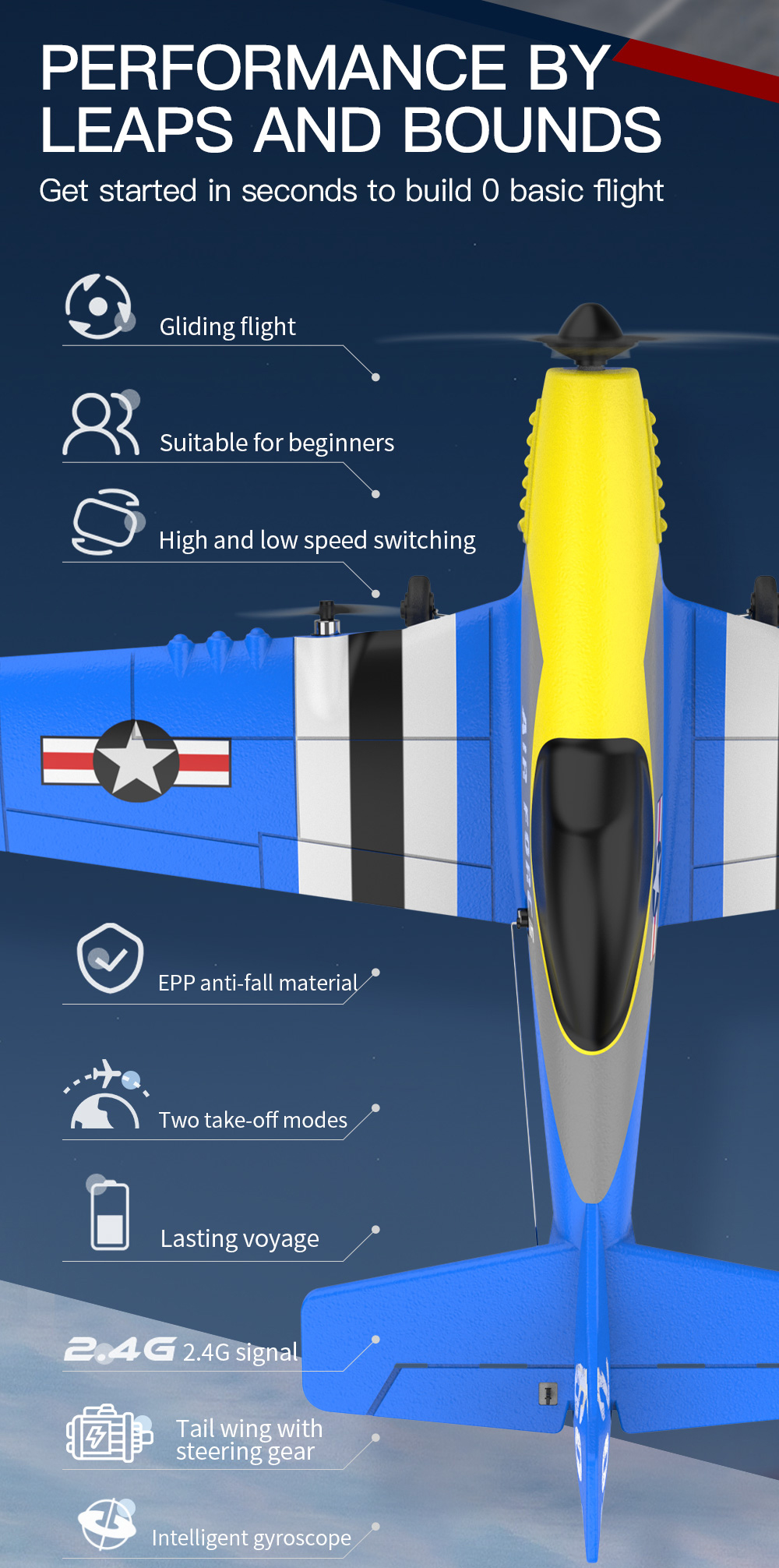 KFPLANKF602P-51Mustang370mmWingspan24GHz3CHBulit-inGyroEPPRCAirplaneTrainerFixedWingRTFforBeginners-2010623-3