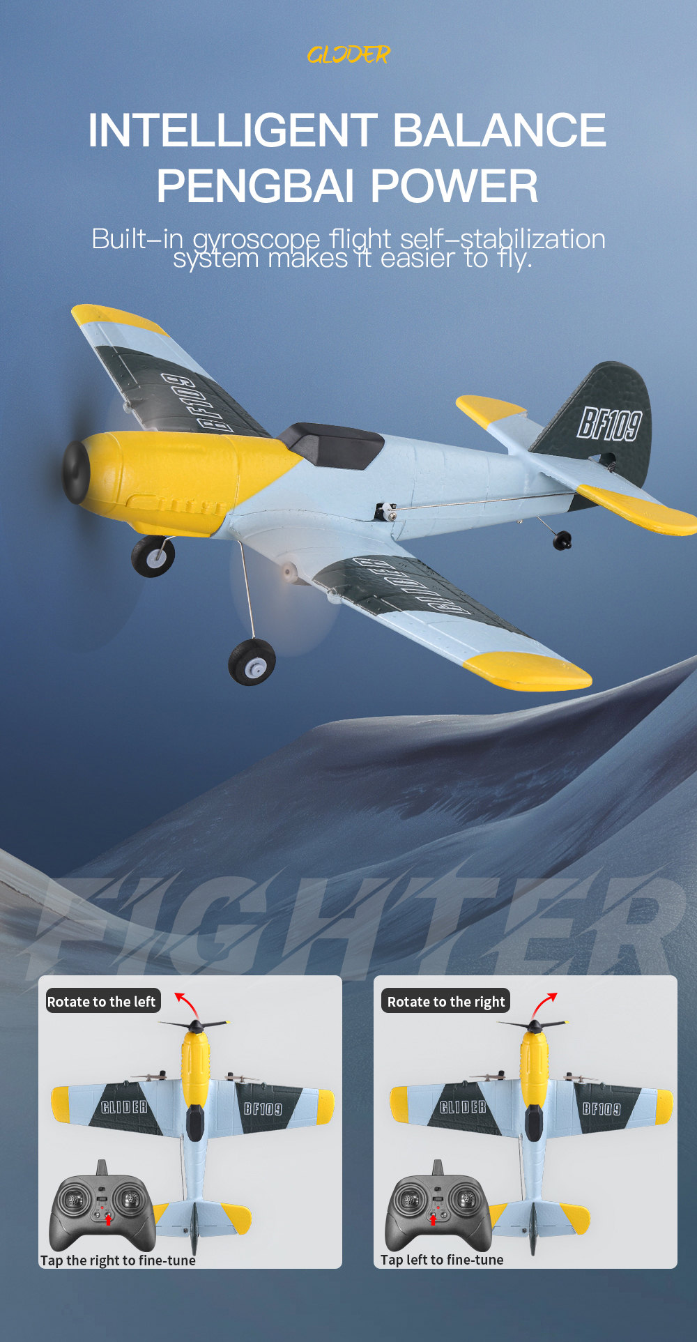 KFPLANZ61BF109370mmWingspan24GHz3CHBuilt-inGyroEPPRCAirplaneGliderFixedWingRTFForBeginners-1990698-6