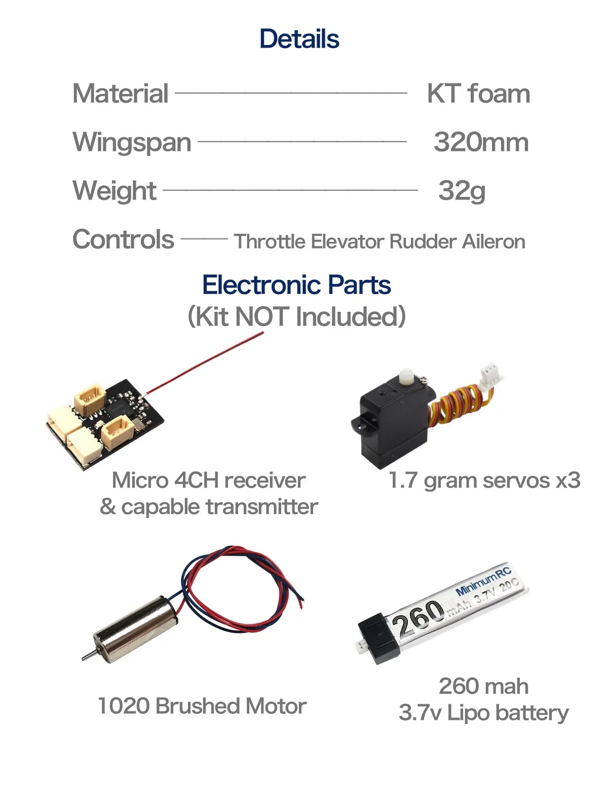 MinimumRCPinkusRacerAerobatic320mmWingspanKTFoamMicroRCAircraftAirplaneKITWithMotor-1984862-4