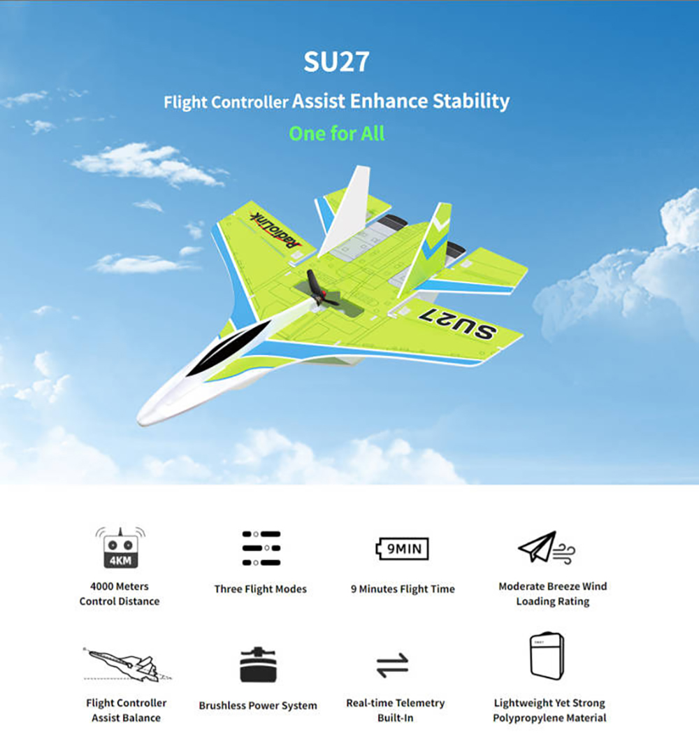 RadioLinkSU27Fighter400mmWingspanPPMagicBoard4KMControlDistance4000KVBrushlessMotorRCAirplaneFixedWi-2005870-1