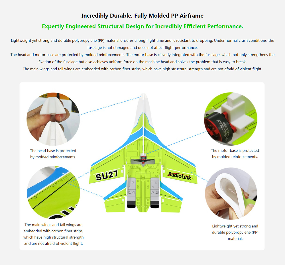 RadioLinkSU27Fighter400mmWingspanPPMagicBoard4KMControlDistance4000KVBrushlessMotorRCAirplaneFixedWi-2005870-4