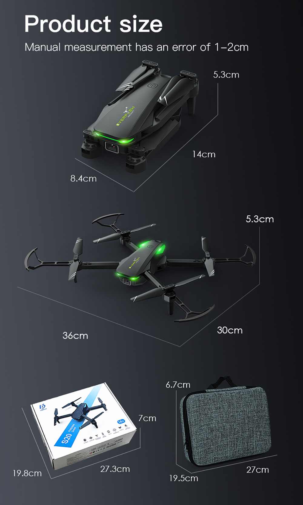 S20WiFiFPVwith720PHDDualCameraOpticalFlowPositioningAPPVoiceControlFoldableRCDroneQuadcopterRTF-2004861-24