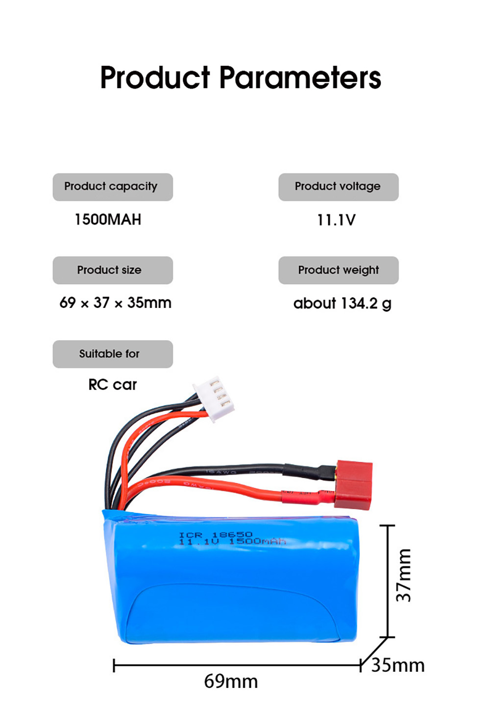 111V1500mAh15CTriangle18650LipoBatteryTPlugforRCCar-1995708-3