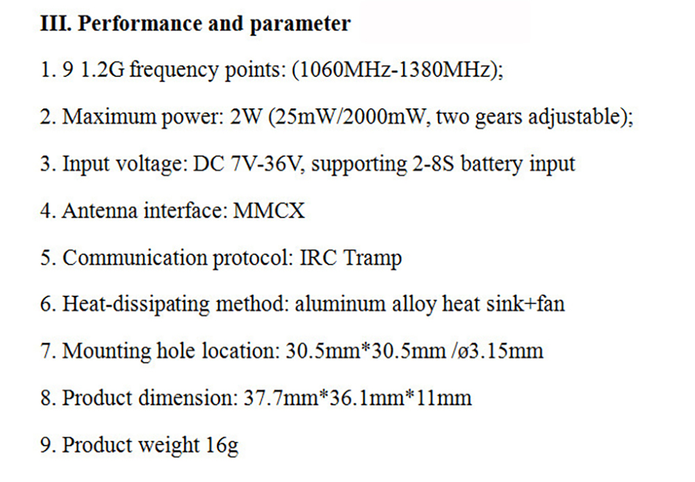 12GHz9CH2W25mW2000mW1060MHz-1380MHzMMCXFPVTransmitterVTXforRCDroneAirplaneLongRange-2013036-3