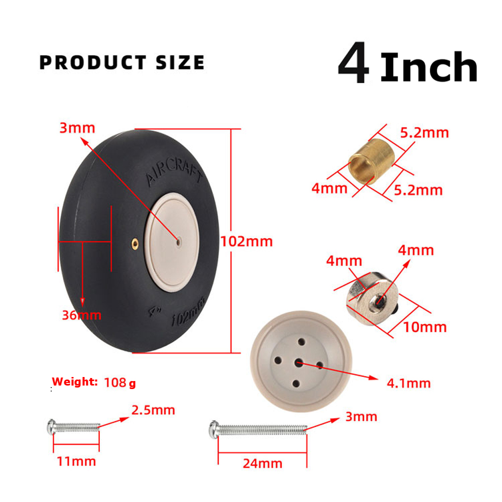 1PieceInflatableRubberWheel445555InchPneumaticTireLandingGearWheelForRCAirplaneFixedWingReplacementP-1983912-11