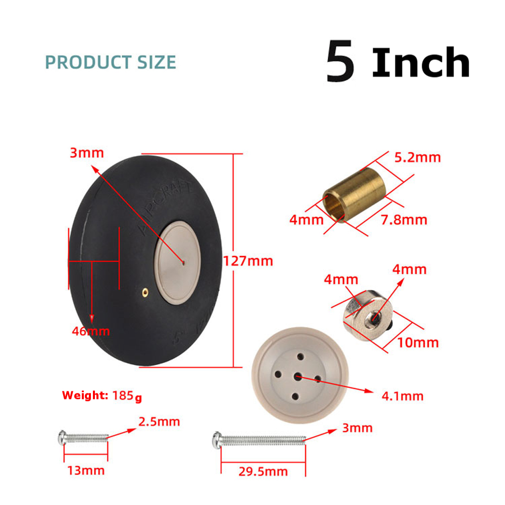 1PieceInflatableRubberWheel445555InchPneumaticTireLandingGearWheelForRCAirplaneFixedWingReplacementP-1983912-13