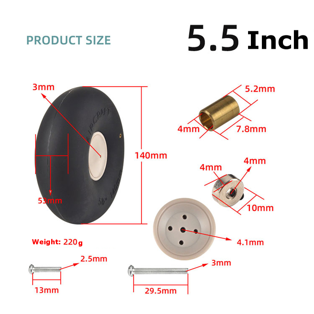 1PieceInflatableRubberWheel445555InchPneumaticTireLandingGearWheelForRCAirplaneFixedWingReplacementP-1983912-14