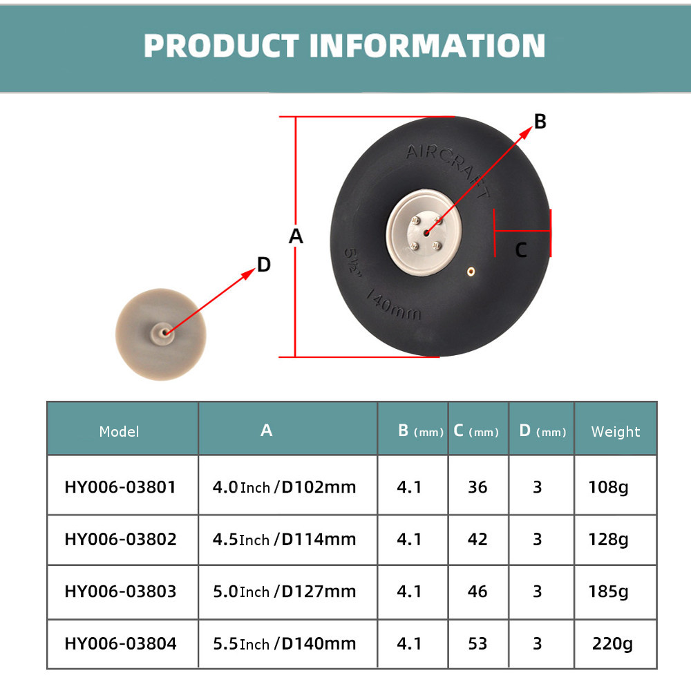 1PieceInflatableRubberWheel445555InchPneumaticTireLandingGearWheelForRCAirplaneFixedWingReplacementP-1983912-15