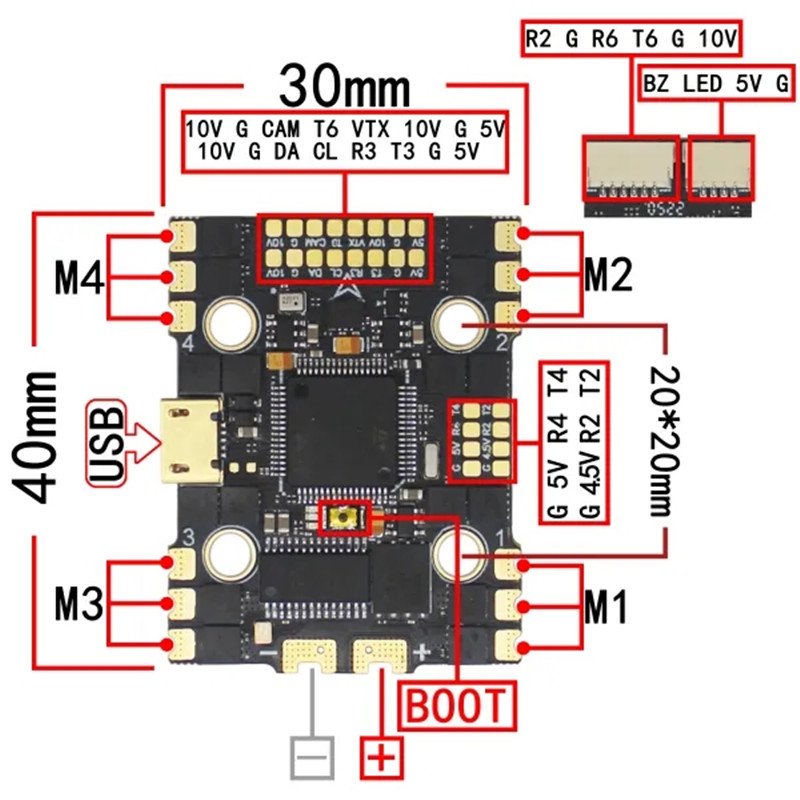 2020mmHAKRCF722040A2-6SFlightControllerAIOBL_32w5V3A10V25ABECforFPVRacingRCDrone-1982527-6