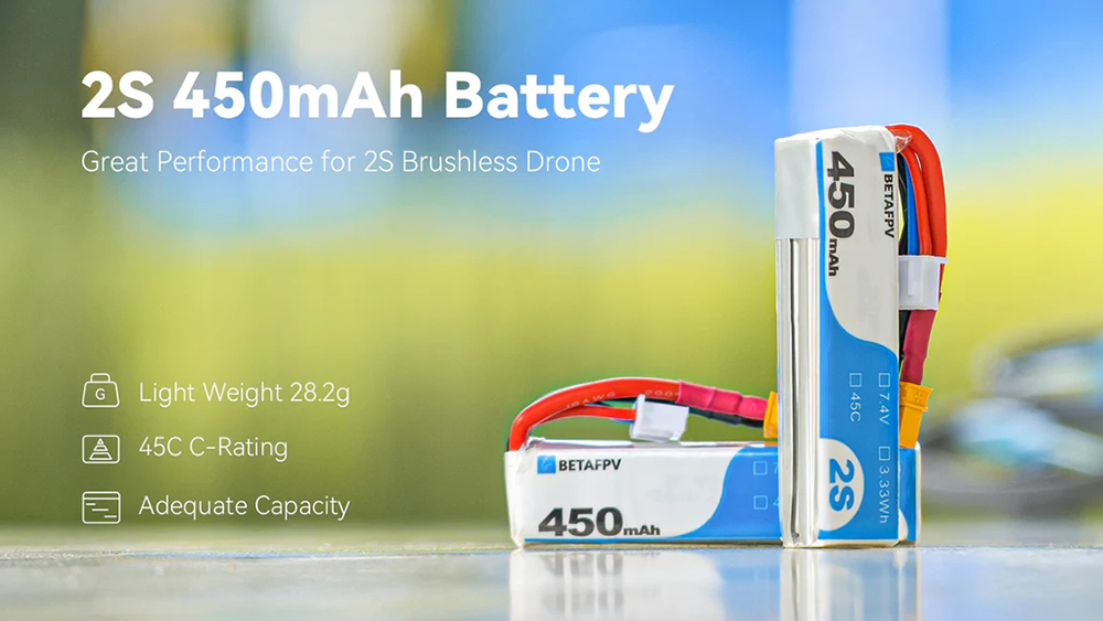 2PCSBETAFPV74V450mAh45C2SLiPoBatteryXT30PlugforFlywooFlyLens85BetafpvPavoPicoMetro85Metro85HDBeta75X-1999952-1