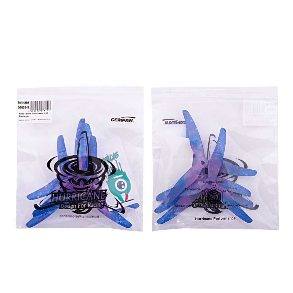 2Pairs10PairsGemfanHurricane5143351x43514351Inch3-BladeFreestylePropellerM5HoleforRCDroneFPVRacing-1624370-11