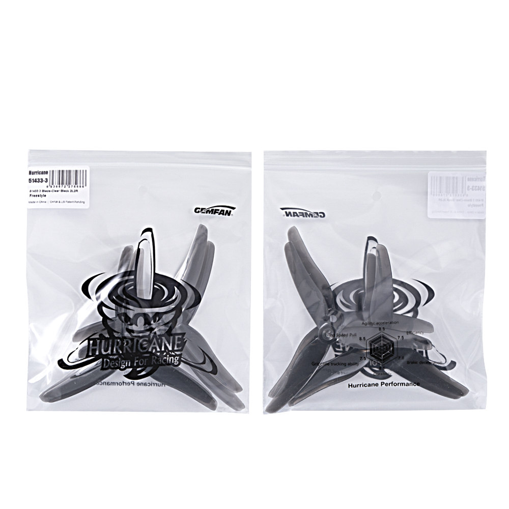 2Pairs10PairsGemfanHurricane5143351x43514351Inch3-BladeFreestylePropellerM5HoleforRCDroneFPVRacing-1624370-10