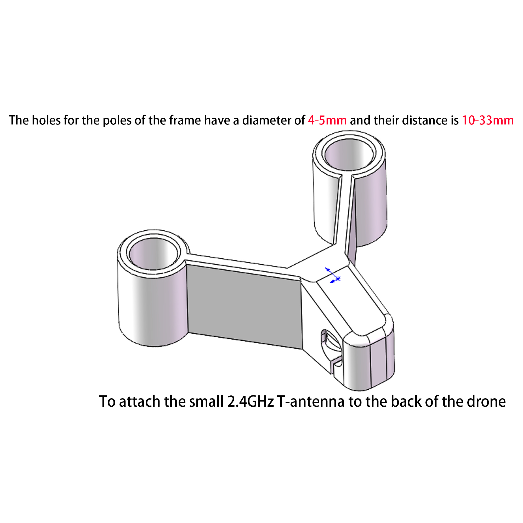 2Pcs3DPrintingT-AntennaMountBasefor24GHzExpressLRSELRSReceiver-1937370-1