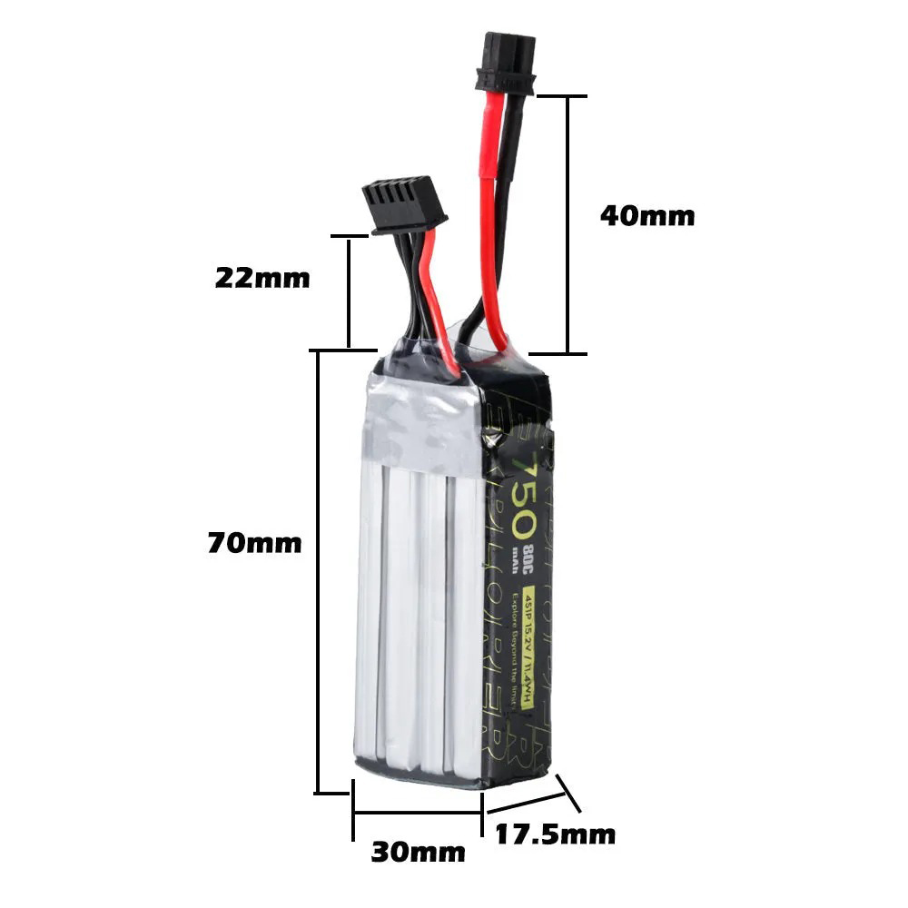 2PcsFlywooExplorer152V750mAh80C4SHV80CLipoBatteryXT30Plug-2009195-6
