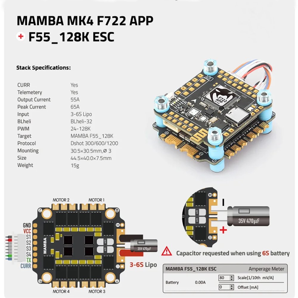 305305mmMAMBAStackMK4F722APP55A6S32bit128KFlytowerMPU6000forFPVRacingRCDrone-1981921-1