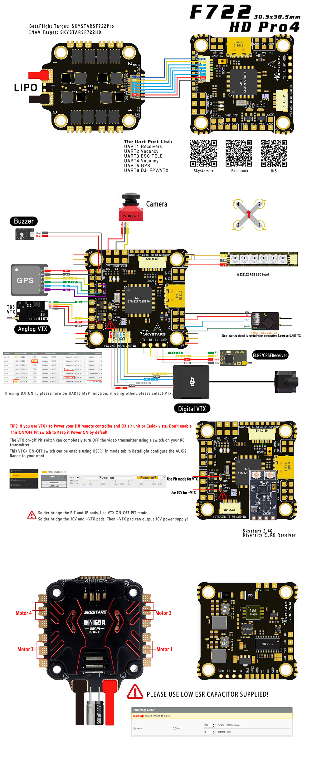 305X305mmSkystarsF7HDPro4MPU600FlightControllerwith5V10VBECKM6565ABL_32128KF44in1ESCStackforRCFPVRac-2005935-7