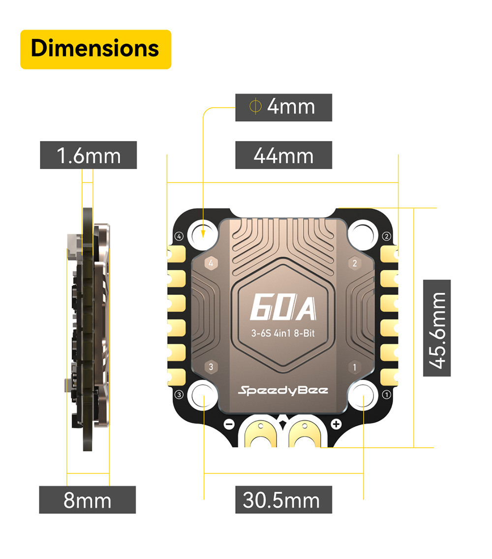 305x305mmSpeedyBeeBLS60ABLheli_S4In1ESC3-6SBuilt-inCurrentSensorDShot600forFPVRCRacingDrone-2008620-5