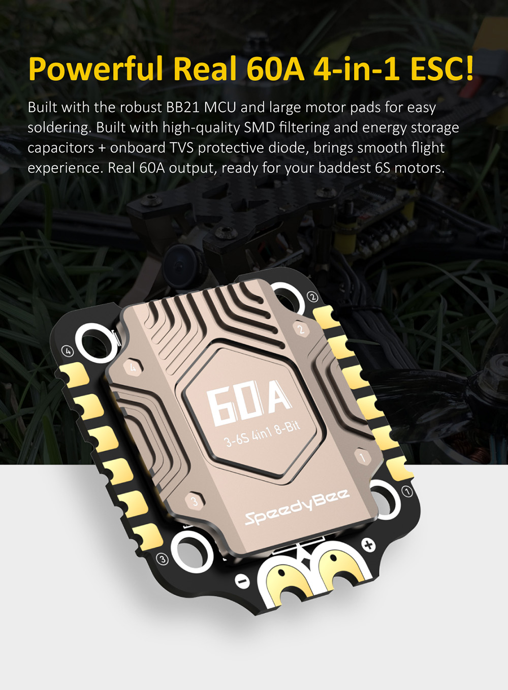 305x305mmSpeedyBeeF405V3BLS60A4In1ESCF4OSDFlightController3-6Swith9V5V33VBECOutputStackforRCDroneFPV-2008622-4