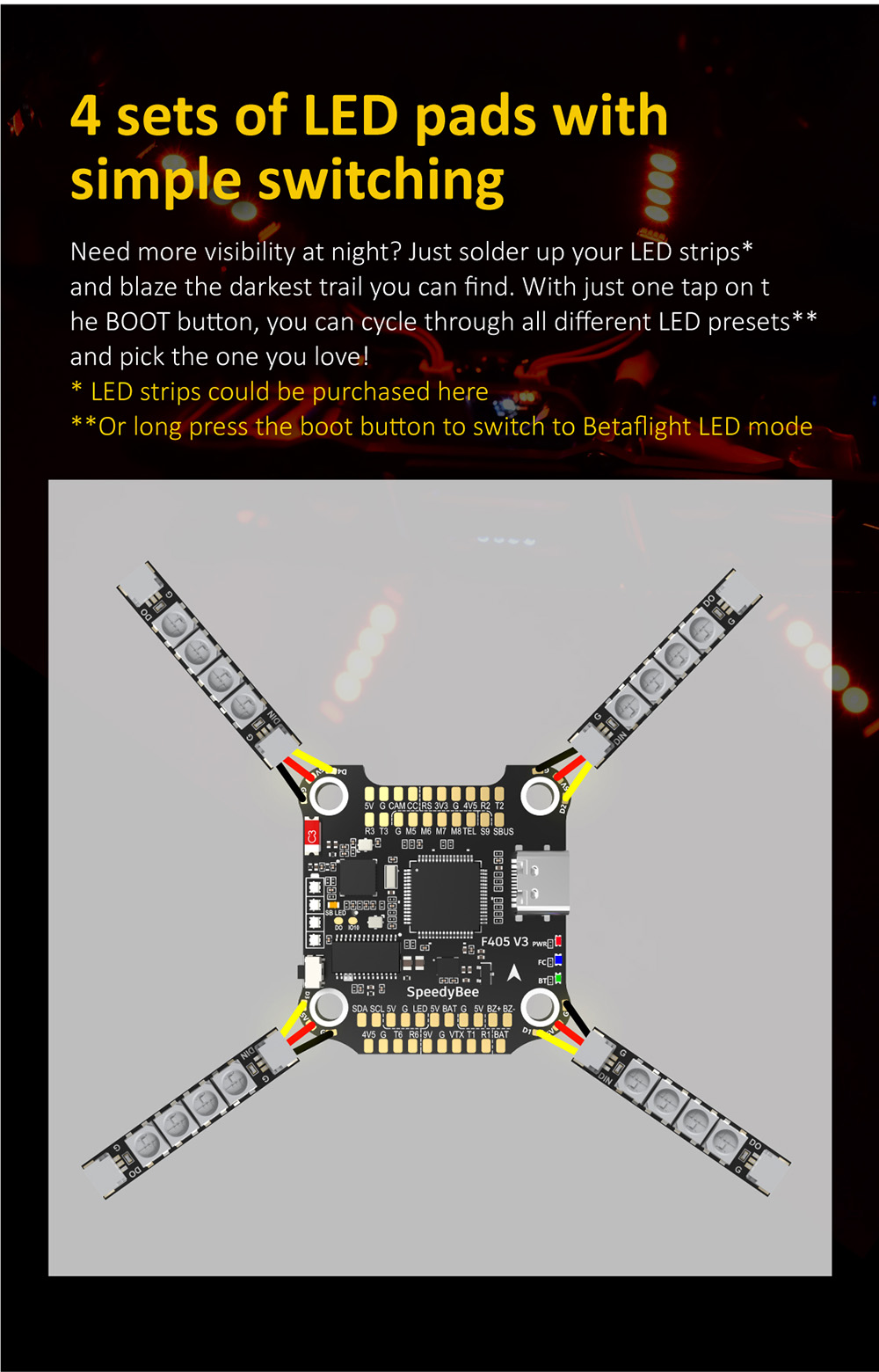 305x305mmSpeedyBeeF405V3BLS60A4In1ESCF4OSDFlightController3-6Swith9V5V33VBECOutputStackforRCDroneFPV-2008622-8