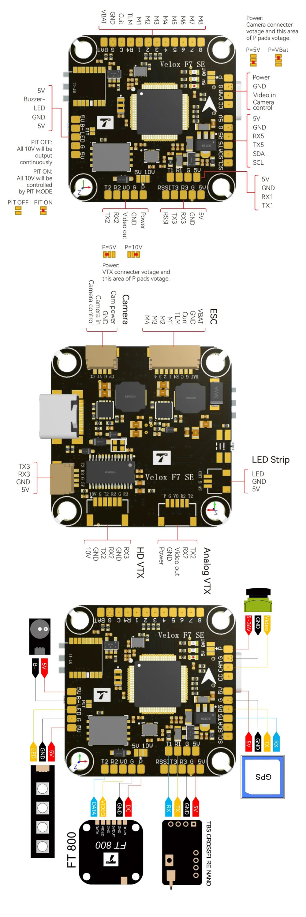 305x305mmT-MotorVeloxF7SEFlightControllerWirelessBluetooth128MBlackbox5V10VBECSupportDigitalAnalogfo-2013923-4