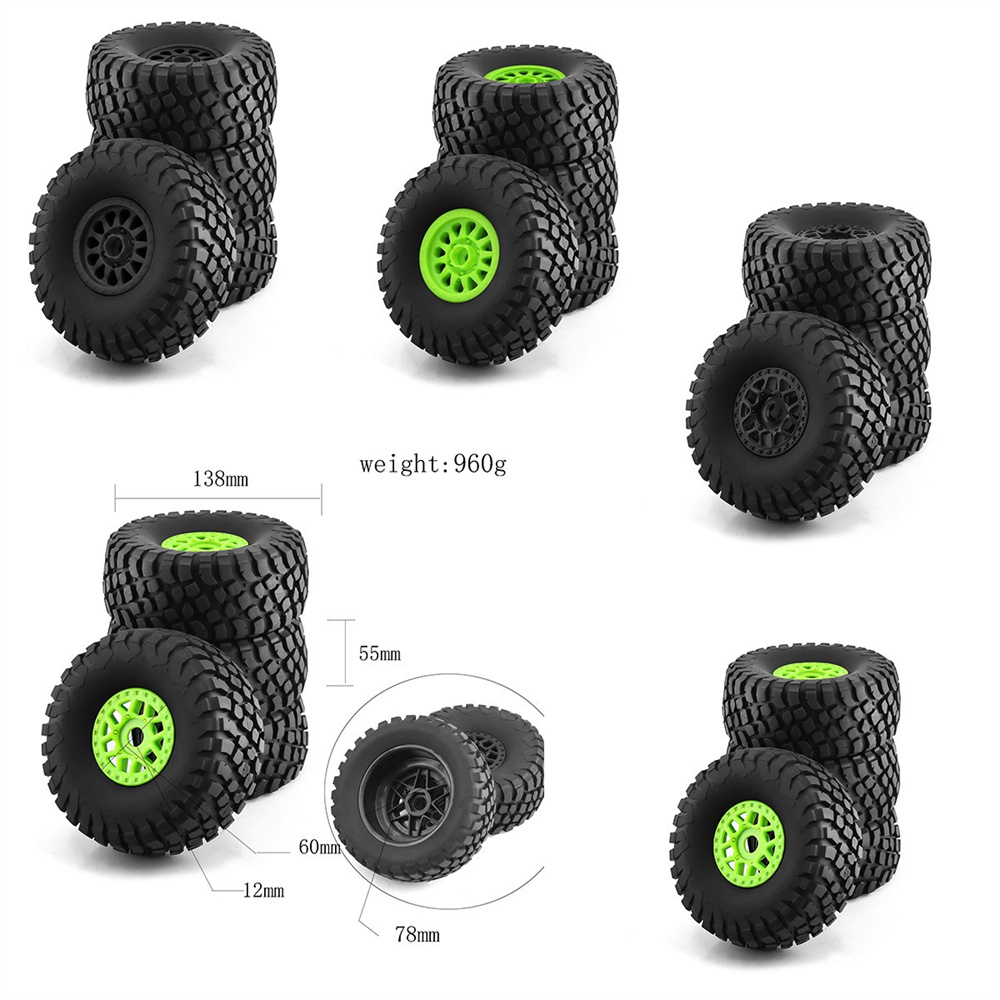 4PCS17mmHexRCWheelandTireSet138mmDesertTruckTiresFitfor1718ShortCourseTruckARRMAMojaveYK4072DF7RCCar-1996961-1