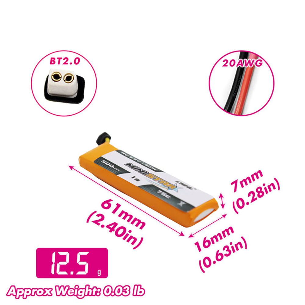 4PacksCNHLMiniStarHV500mAh38V1S75CLipoBatterywithBT20PlugforFPVRCDrones-2014282-7