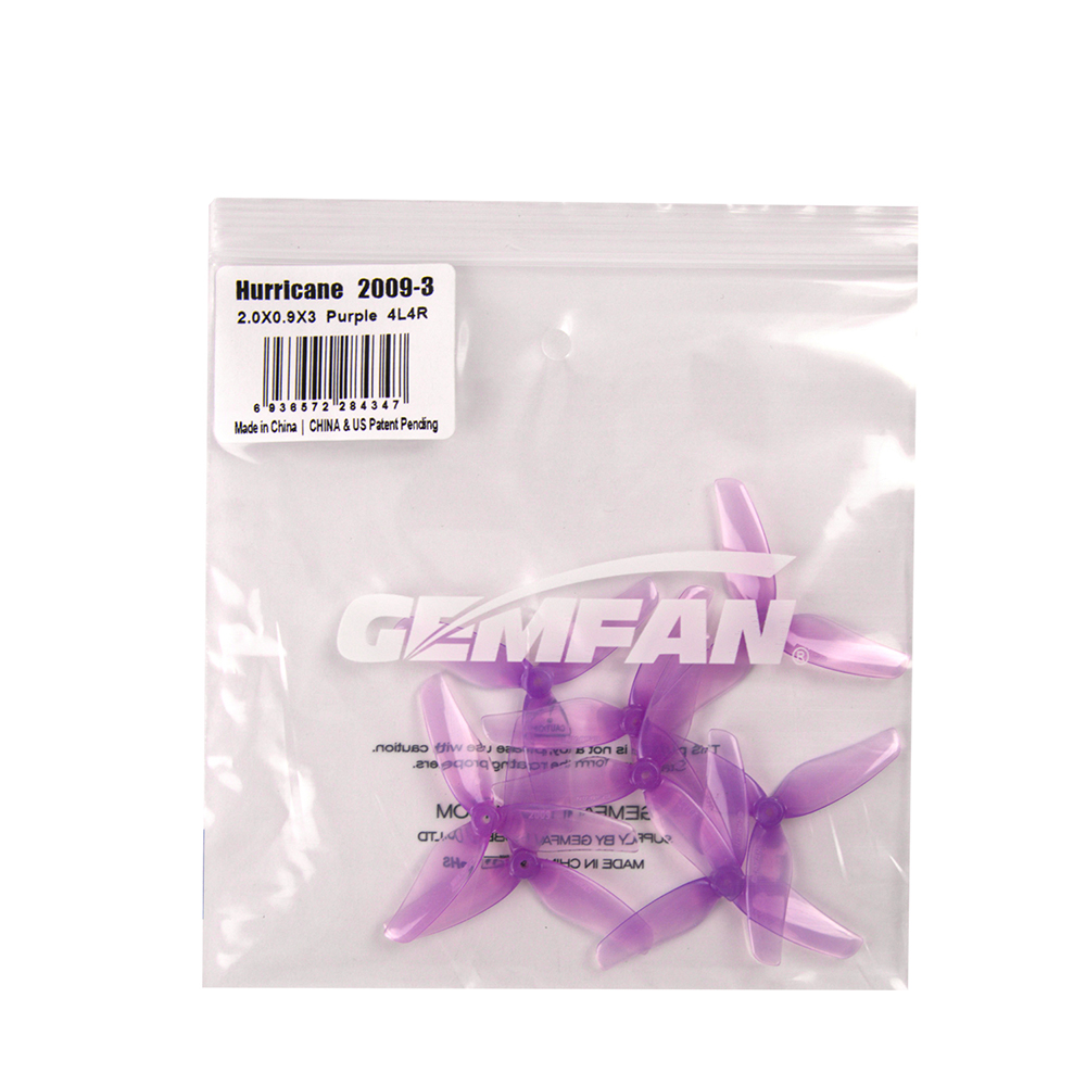 4PairsGemfanHurricane2009Ultra-Light2Inch3-BladePCPropellerforHigh-PoweredRCFPVRacingDronePerformanc-1990910-10