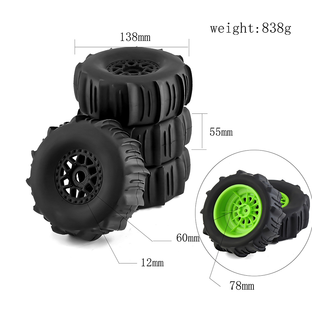 4Pcs138mm178DesertShortCourseTruckSandTire17mmWheelHexforARRMAMojaveUDRDF7FSOff-roadRCCarParts-1994409-2