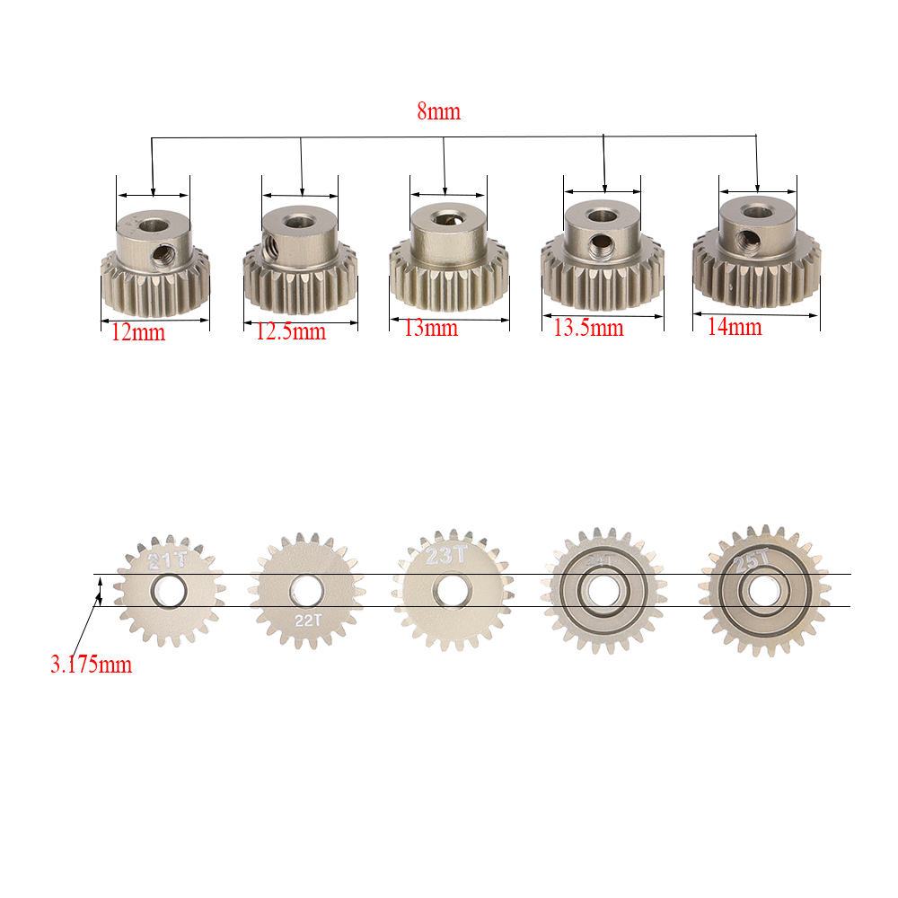 5PCS48DP21T22T23T24T25TPinionMotorGearComboSetfor110RcCarBrushedBrushlessMotor-1290559-9