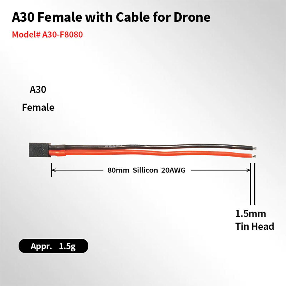 5PCSA30-FA30FemaleConnectorCable80mm20AWGPigitalforRCFPVRacingDroneAirplaneHelicopter-2003393-1