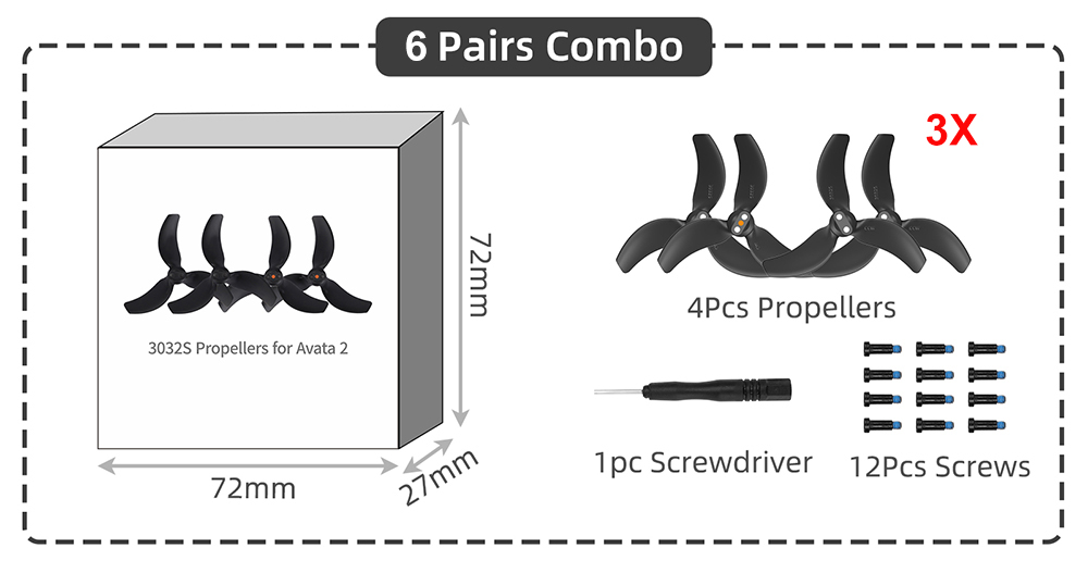 6Pairs3032S30323x323Inch3-BladPropellerPropswithScrewsScrewdriverforDJIAvata2-2014045-5