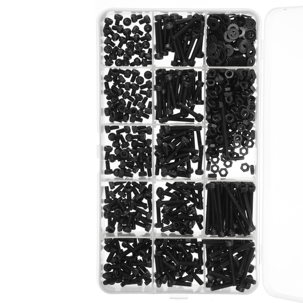 730pcsM3CarbonSteelSocketHeadCapScrewsWithFlatWashersNutsMaleWrench-1864418-3